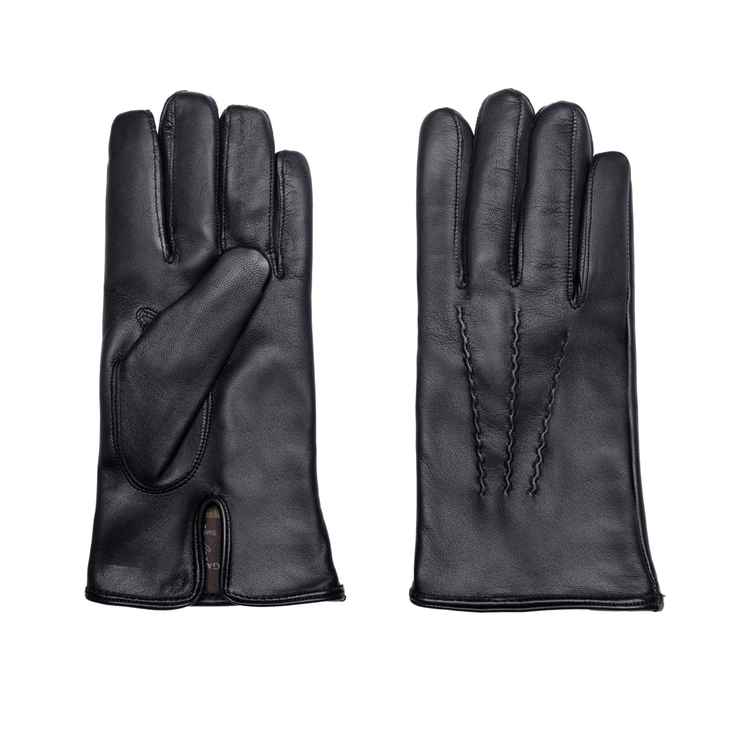 Men's black metal free nappa leather gloves with natural cashmere lining