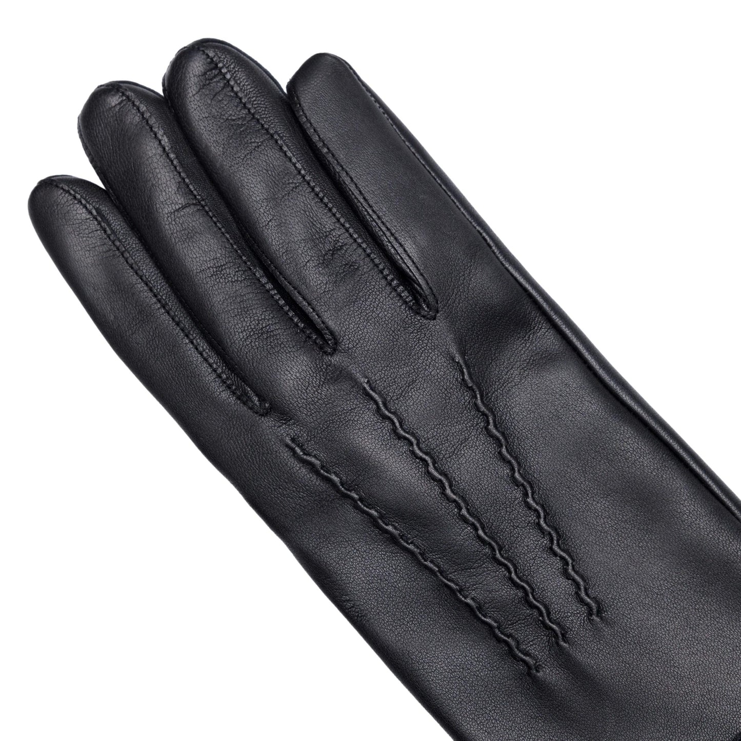 Men's black metal free nappa leather gloves with natural cashmere lining