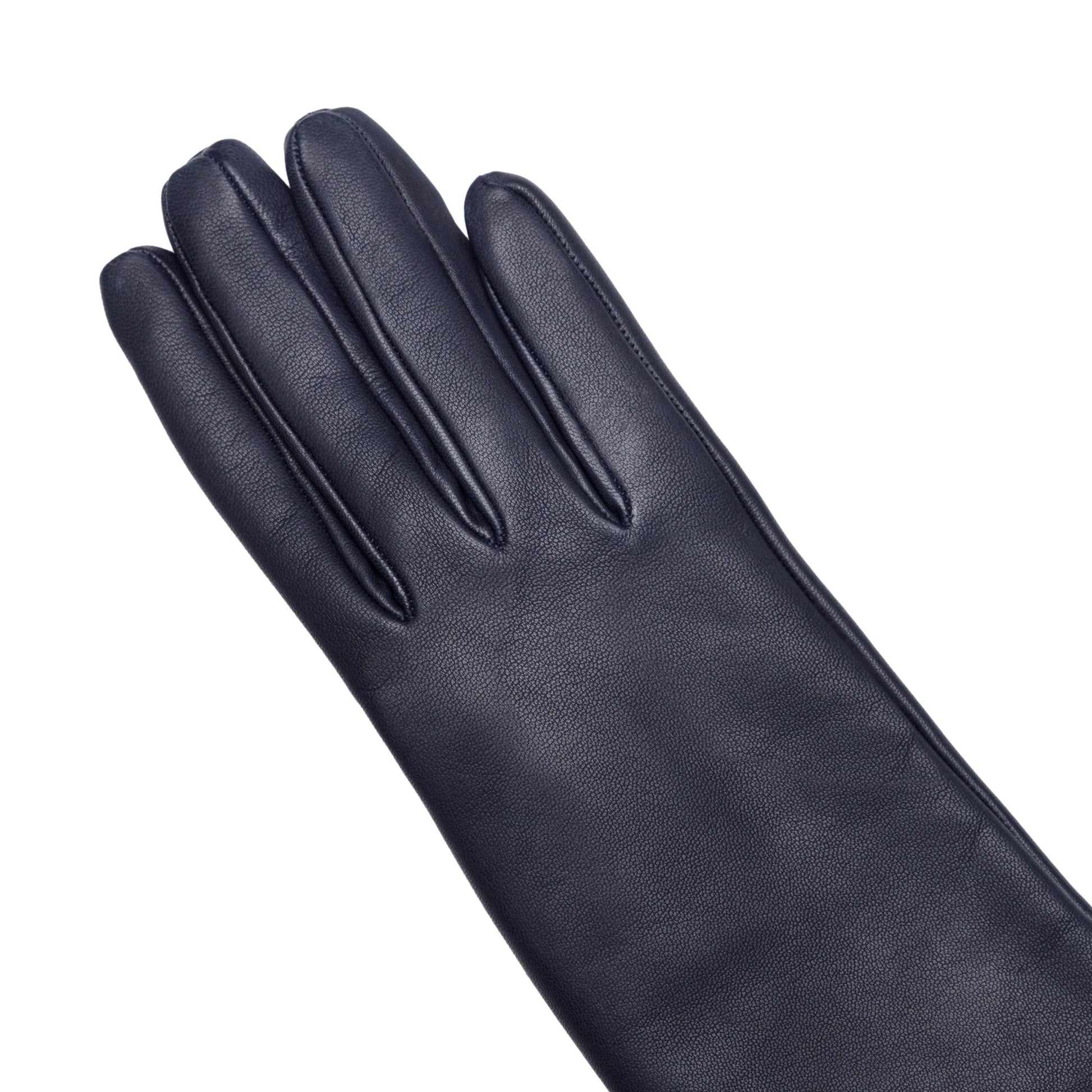 Women's classic blue metal free nappa leather gloves with natural cashmere lining