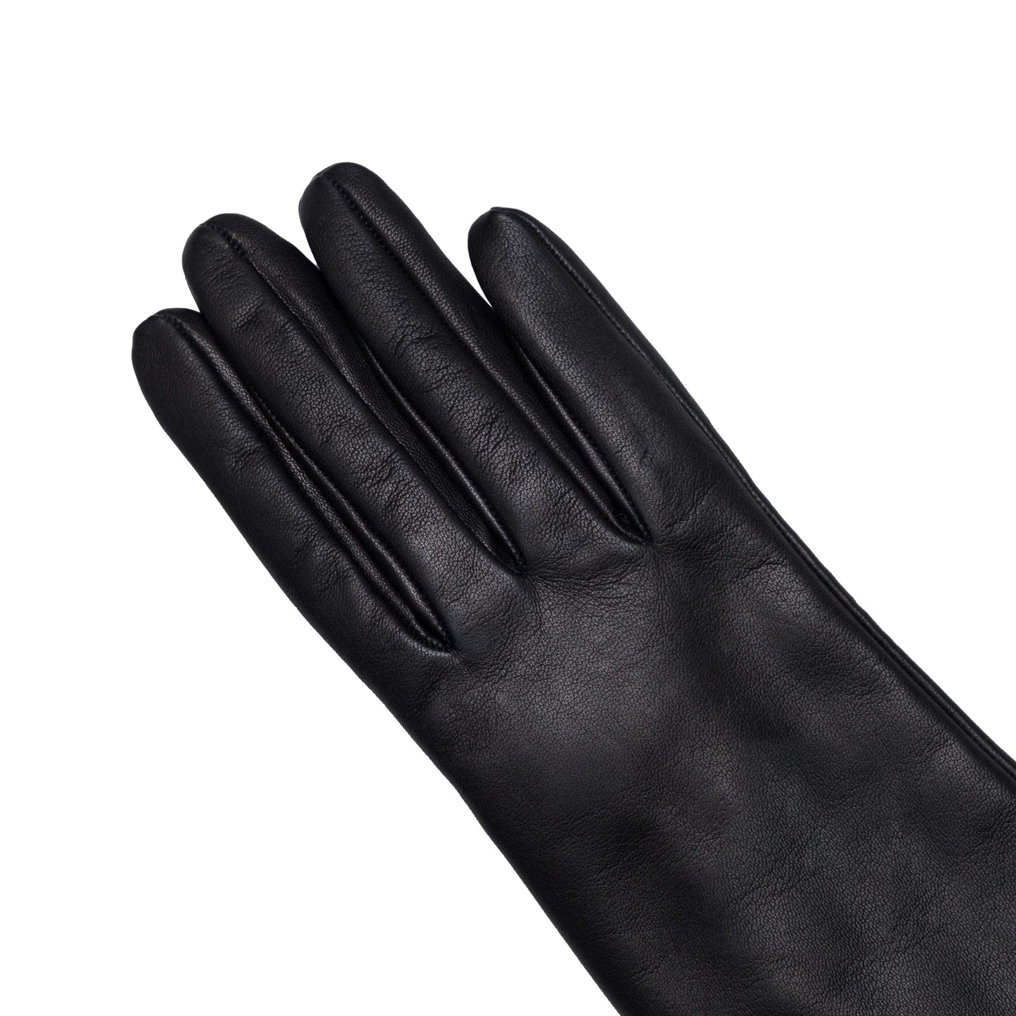 Women's classic black metal free nappa leather gloves with natural cashmere lining