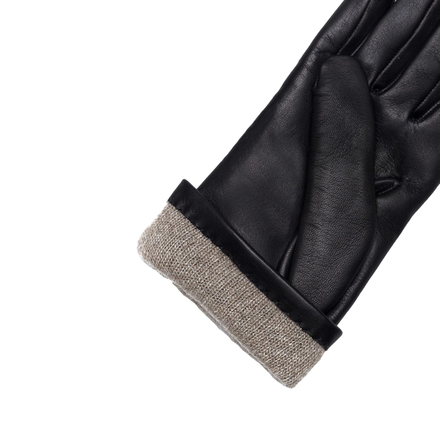 Women's classic black metal free nappa leather gloves with natural cashmere lining