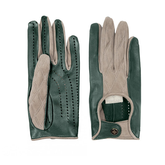 Women's nappa and quilted suede gloves unlined