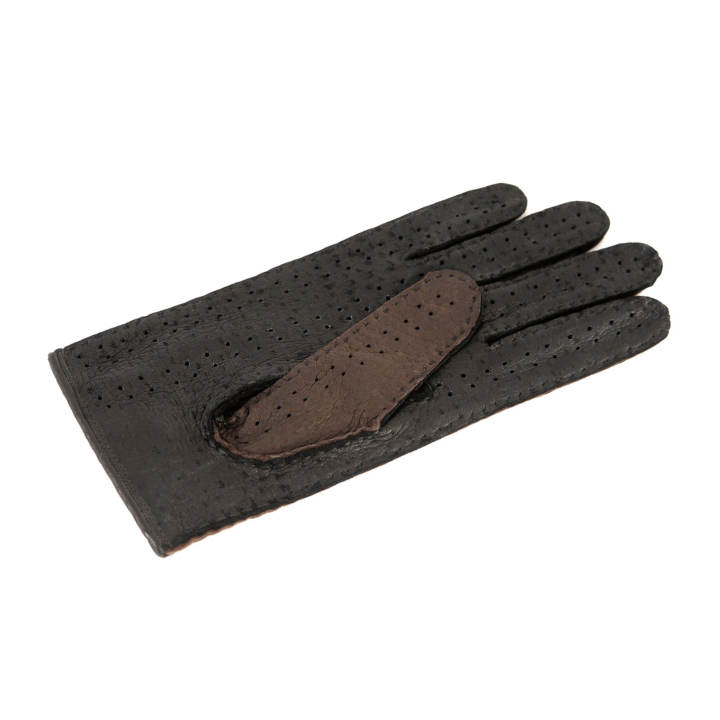 Women's driving gloves in fine perforated pecary leather and without lining