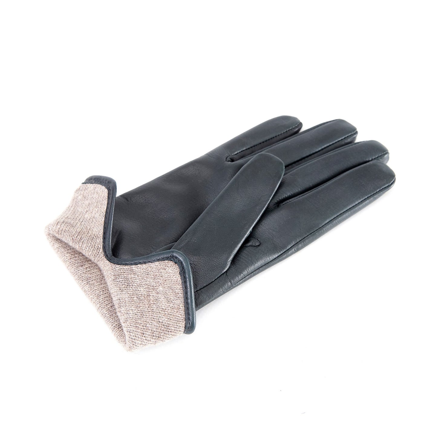 Women’s basic forest green soft nappa leather gloves with palm opening and mix cashmere lining