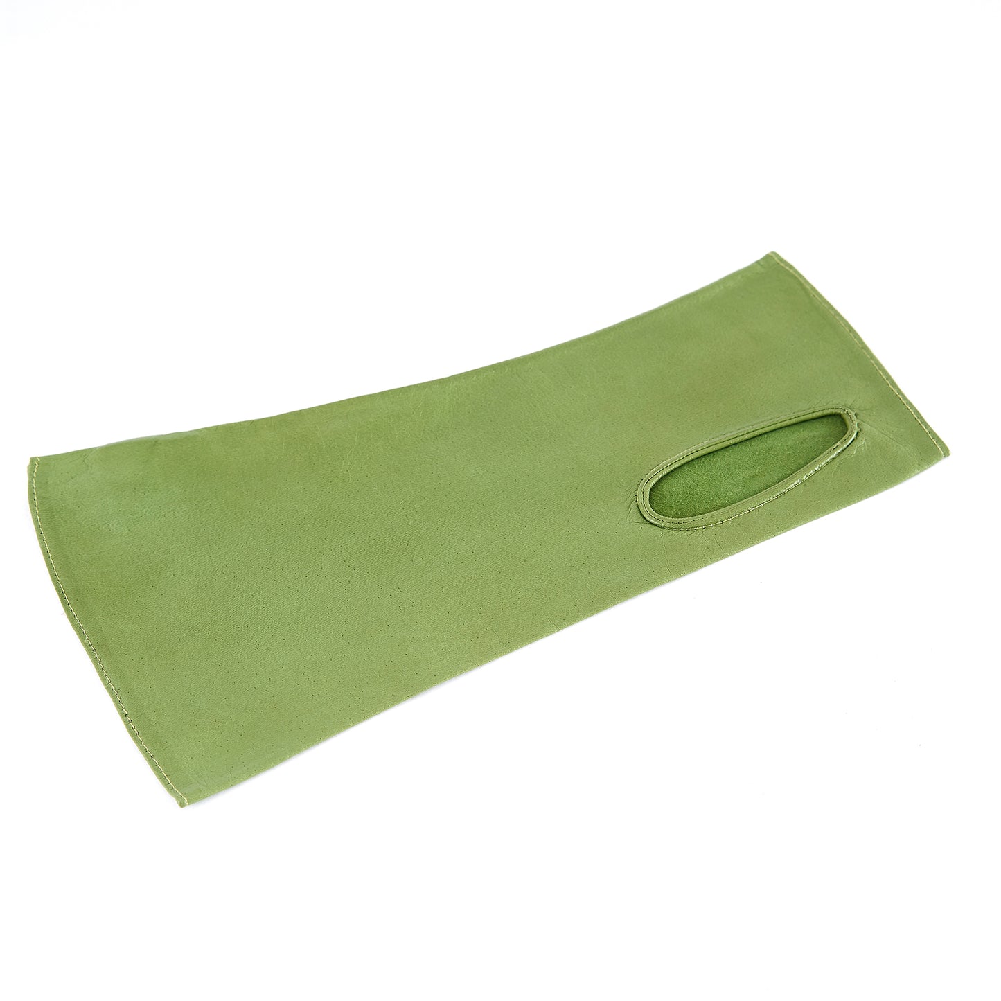 Women's fingerless green nappa leather gloves unlined