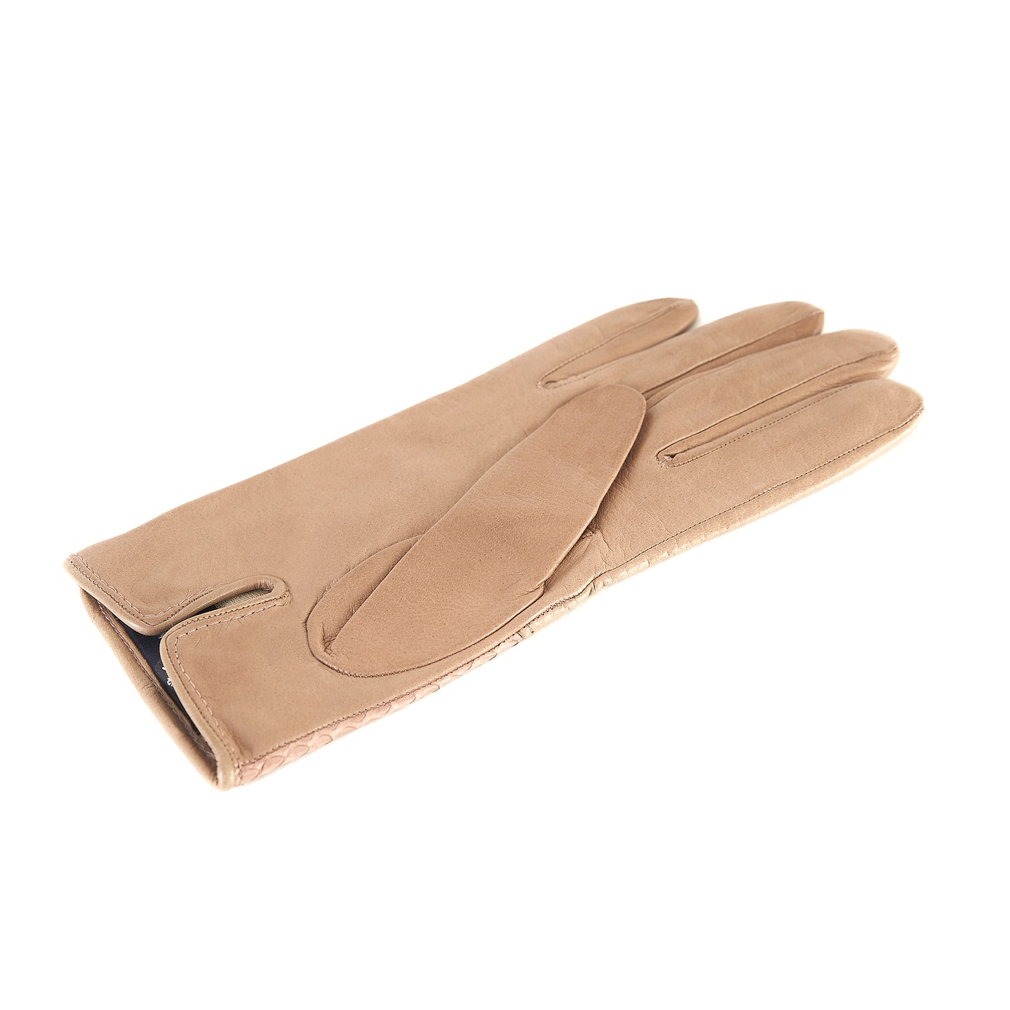Ladies' alpaca nappa leather gloves with water reptile top silk lined