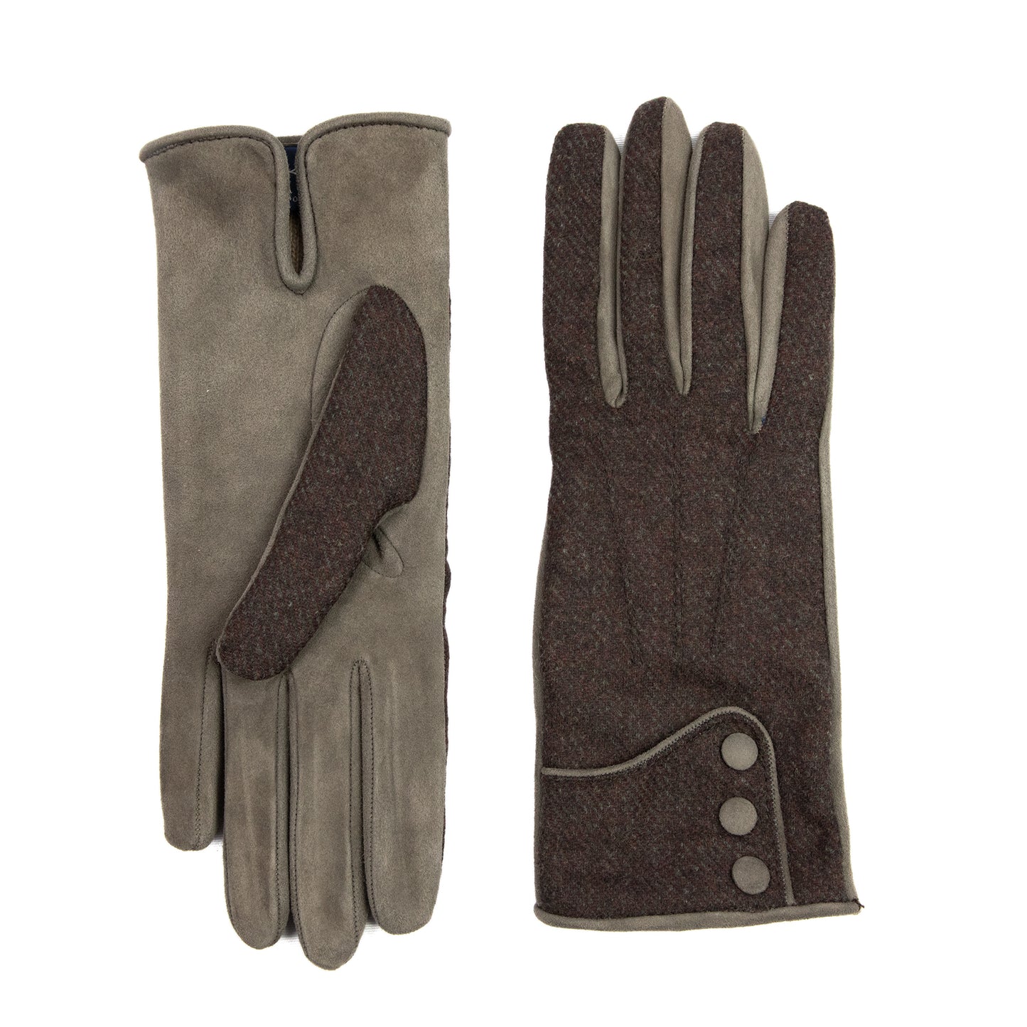 Women's brown suede leather gloves with Vitale Barberis Canonico wool top