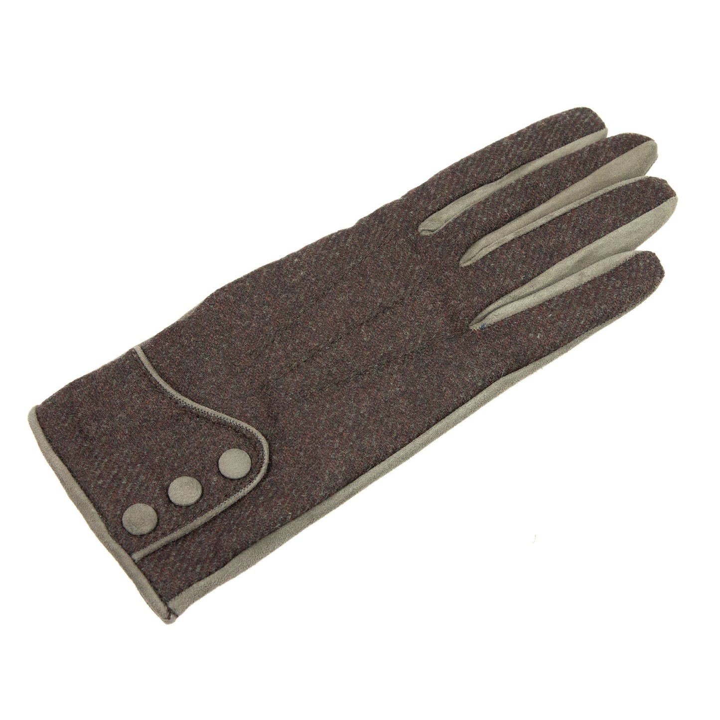 Women's brown suede leather gloves with Vitale Barberis Canonico wool top