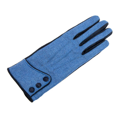 Women's blue suede leather gloves with Vitale Barberis Canonico wool top