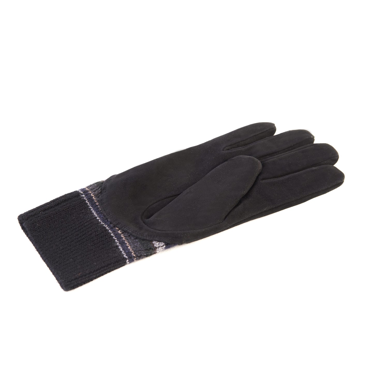 Men's black suede leather gloves with cashmere lining and wool cuff