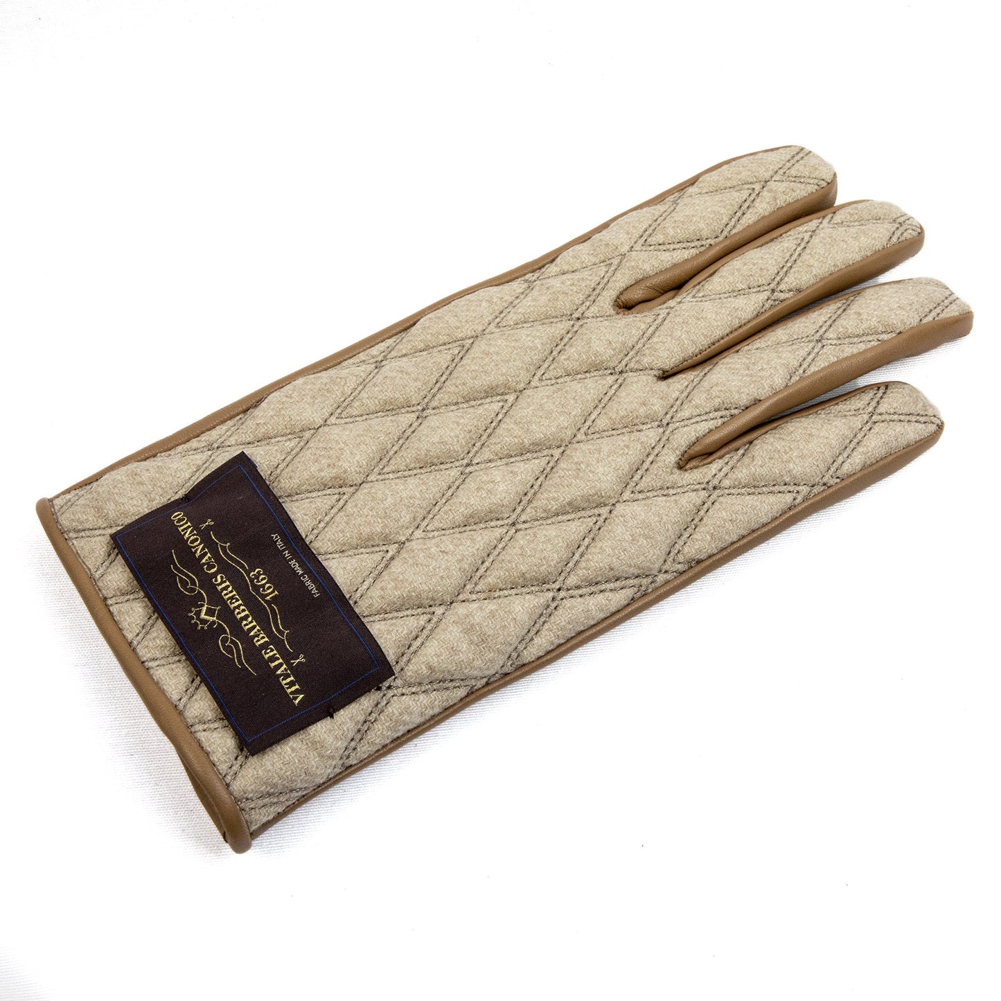 Men's leather gloves with quilted Vitale Barberis Canonico wool top