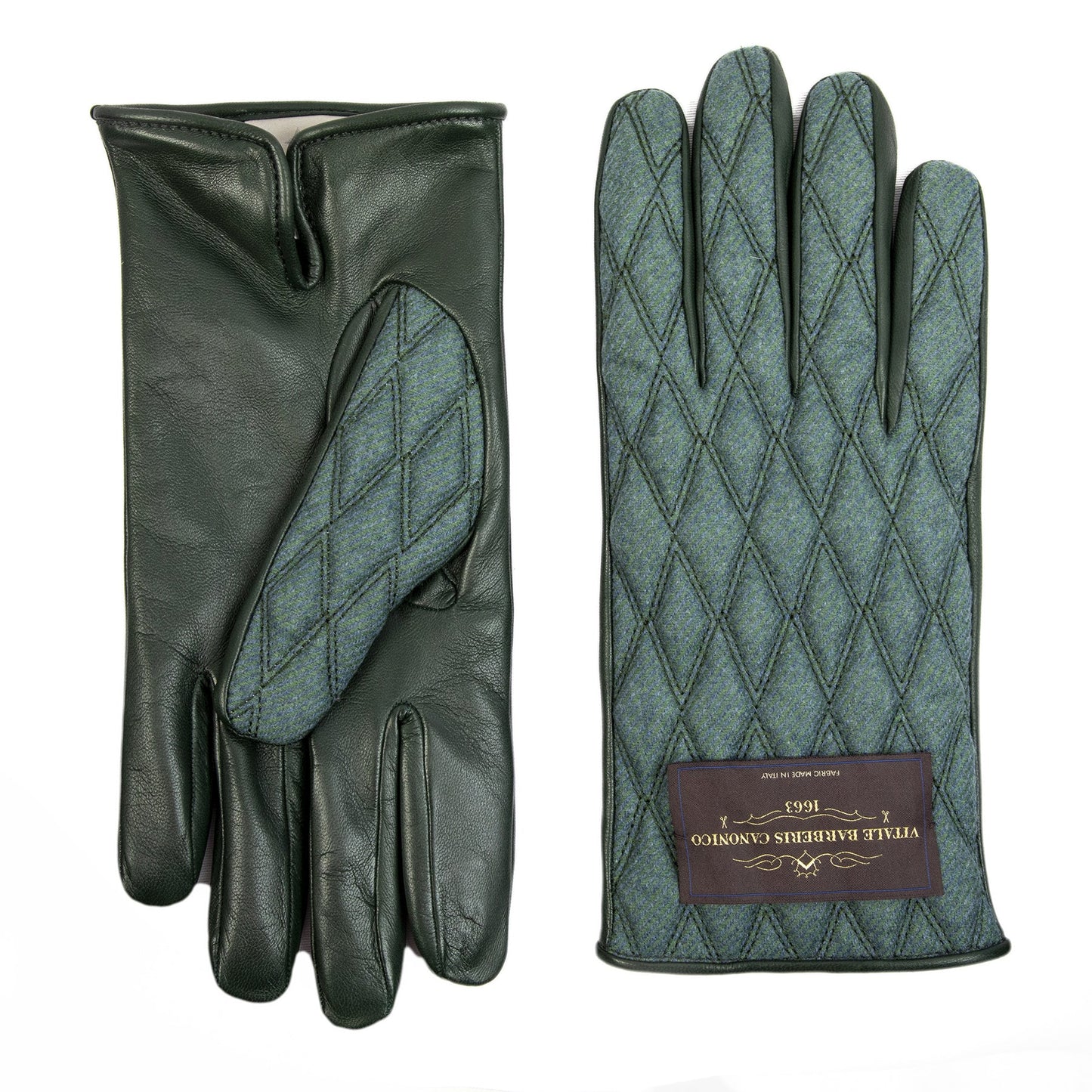 Men's leather gloves with quilted Vitale Barberis Canonico wool top