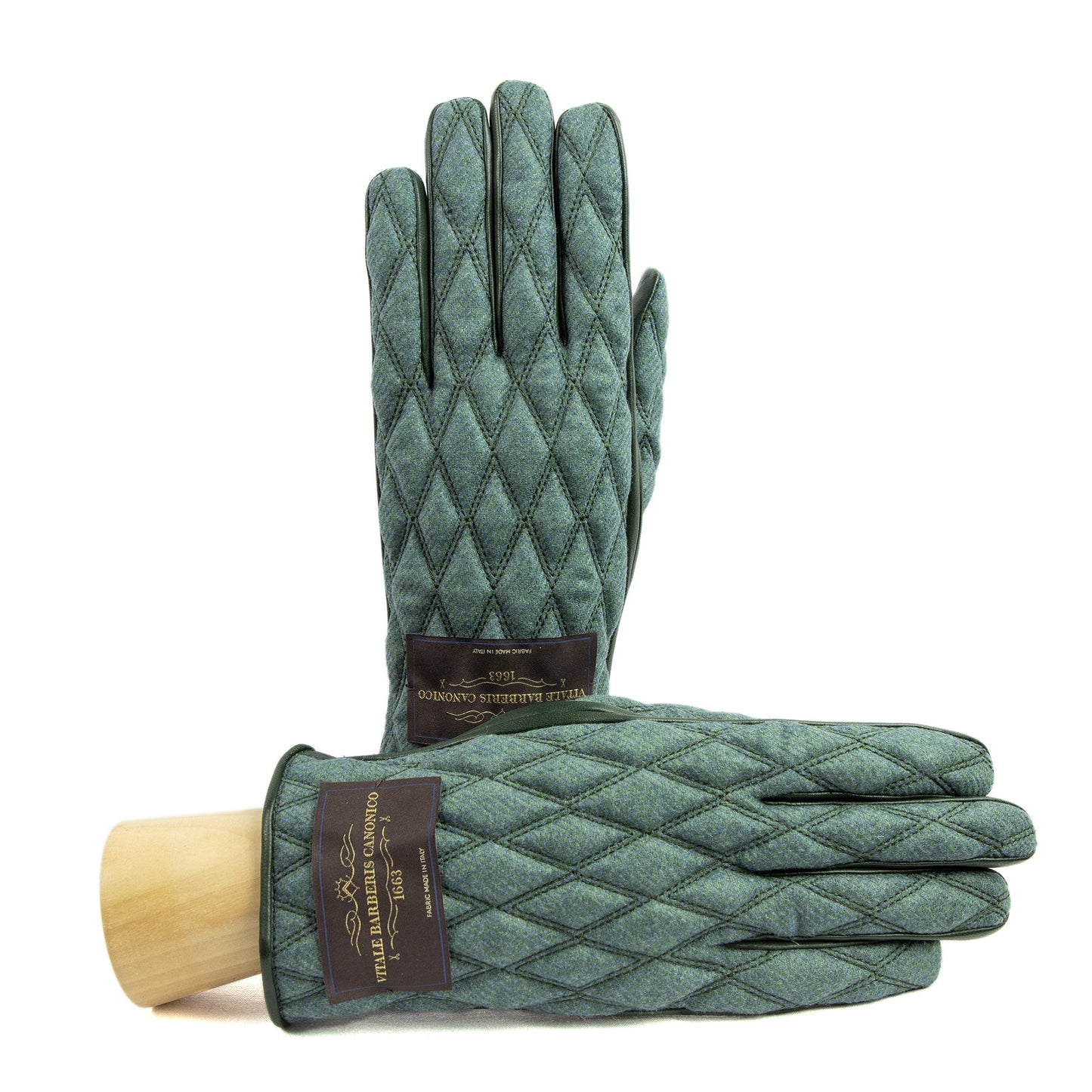 Men's leather gloves with quilted Vitale Barberis Canonico wool top