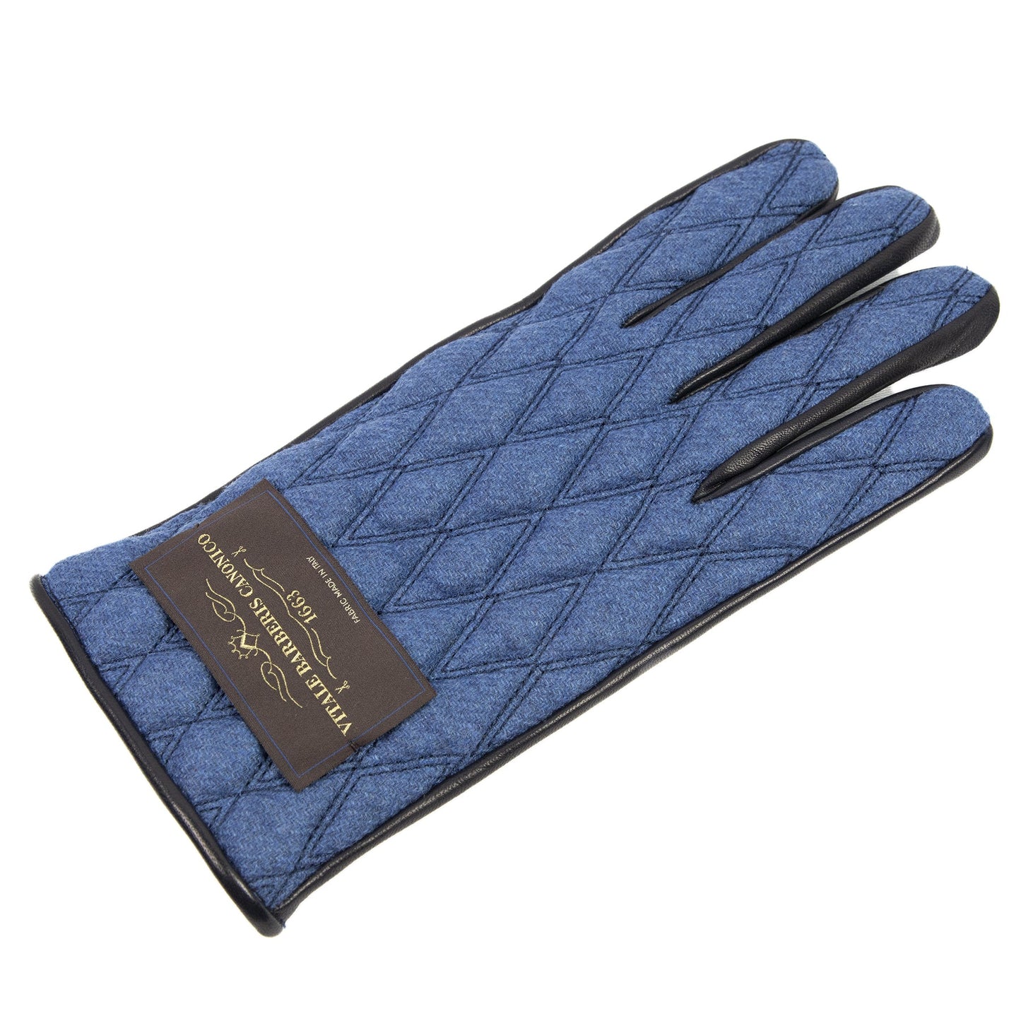 Men's leather gloves with quilted Vitale Barberis Canonico wool top
