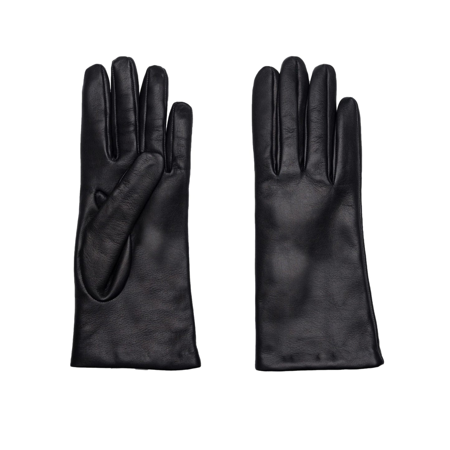 Women's classic black metal free nappa leather gloves with natural cashmere lining