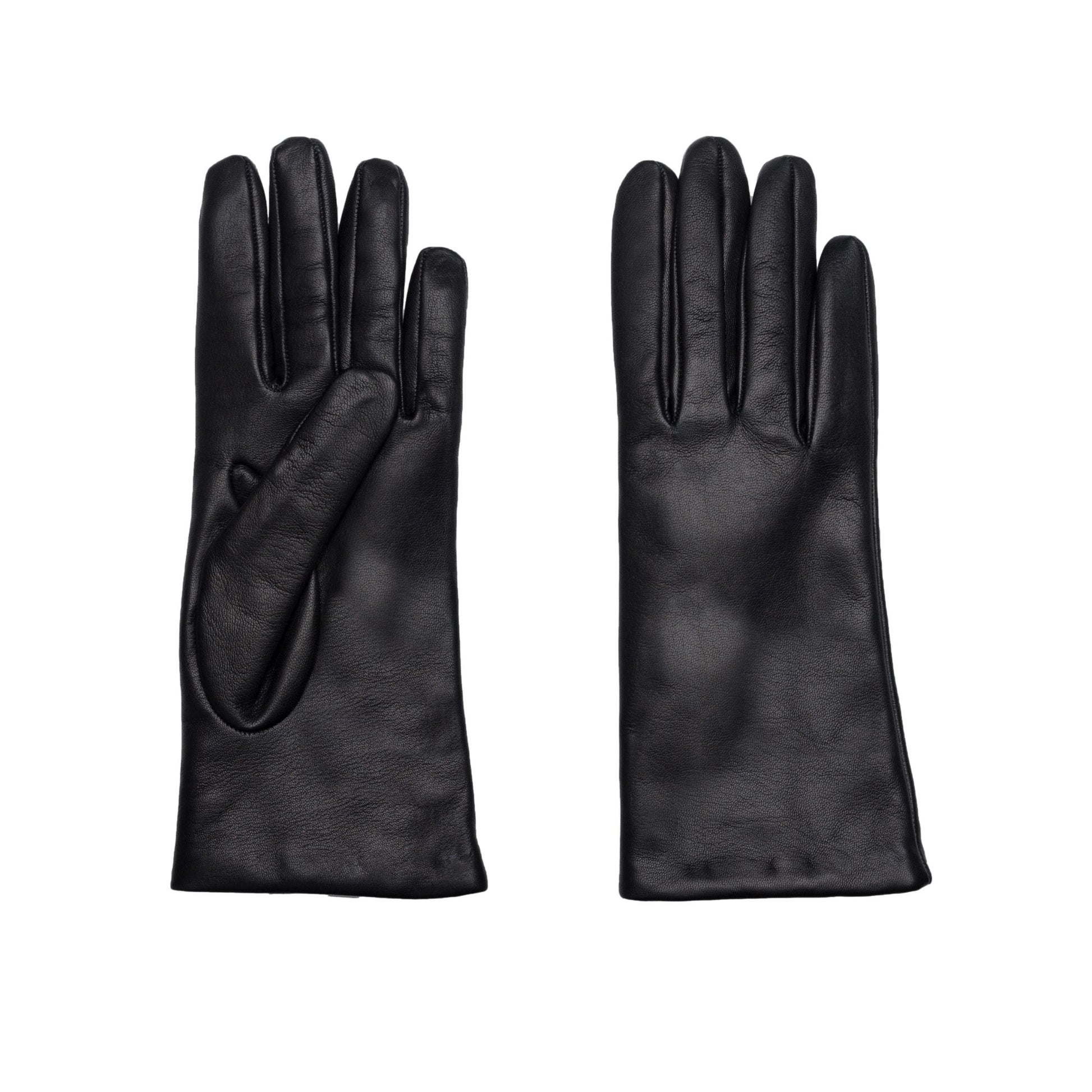 Women's classic black metal free nappa leather gloves with natural cashmere lining