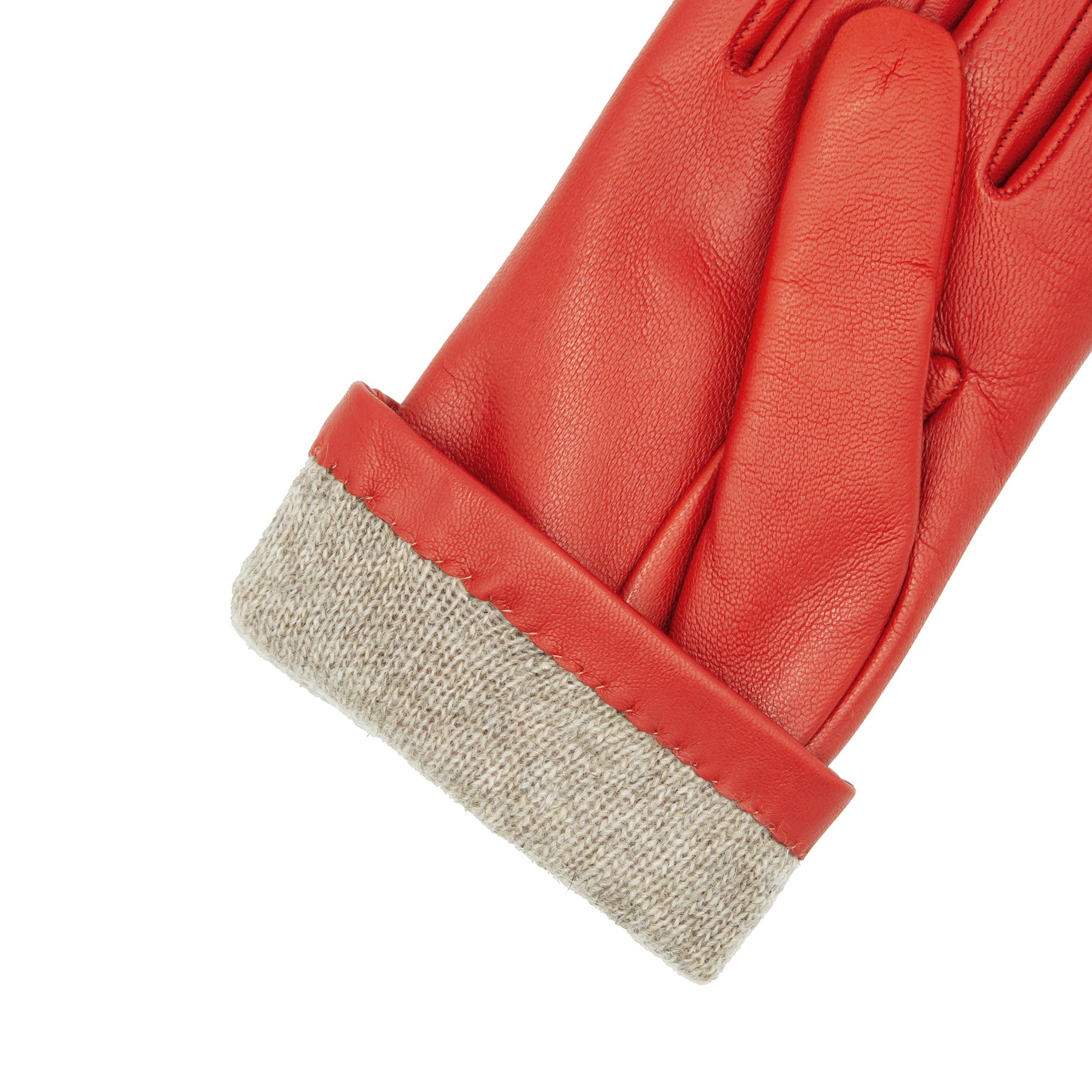 Women's classic orange metal free nappa leather gloves with natural cashmere lining