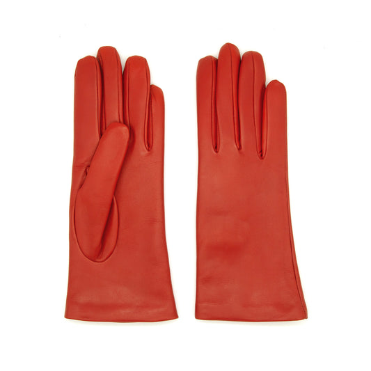 Women's classic orange metal free nappa leather gloves with natural cashmere lining