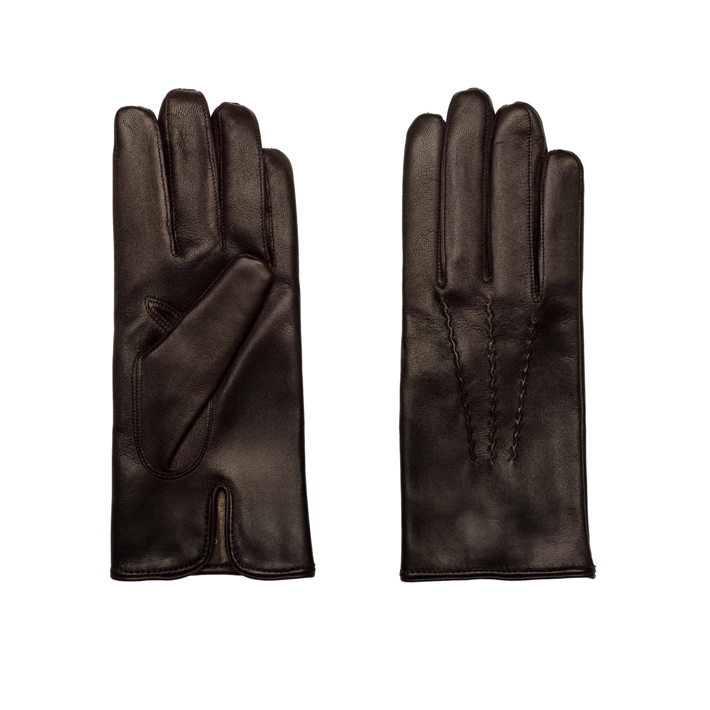 Men's brown metal free nappa leather gloves with natural cashmere lining