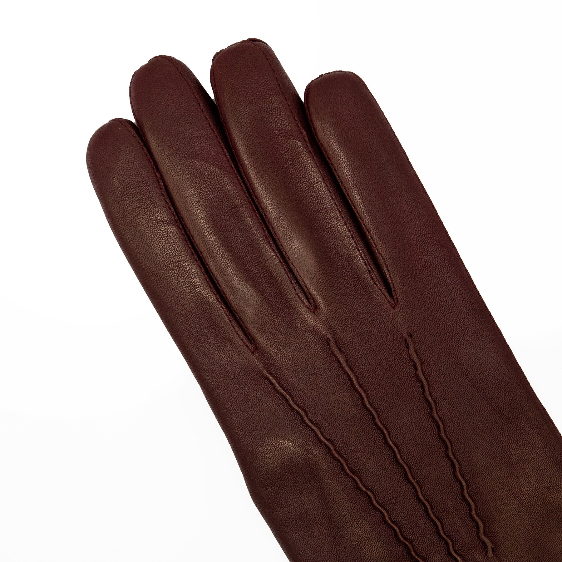 Men's burgundy metal free nappa leather gloves with natural cashmere lining