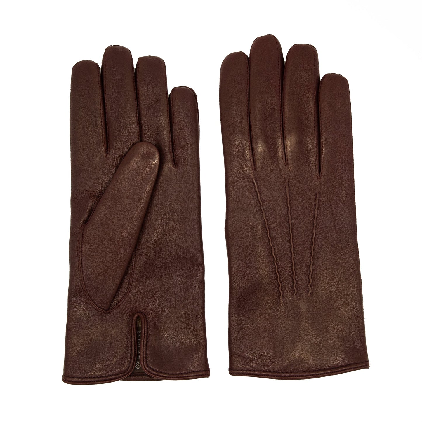 Men's burgundy metal free nappa leather gloves with natural cashmere lining
