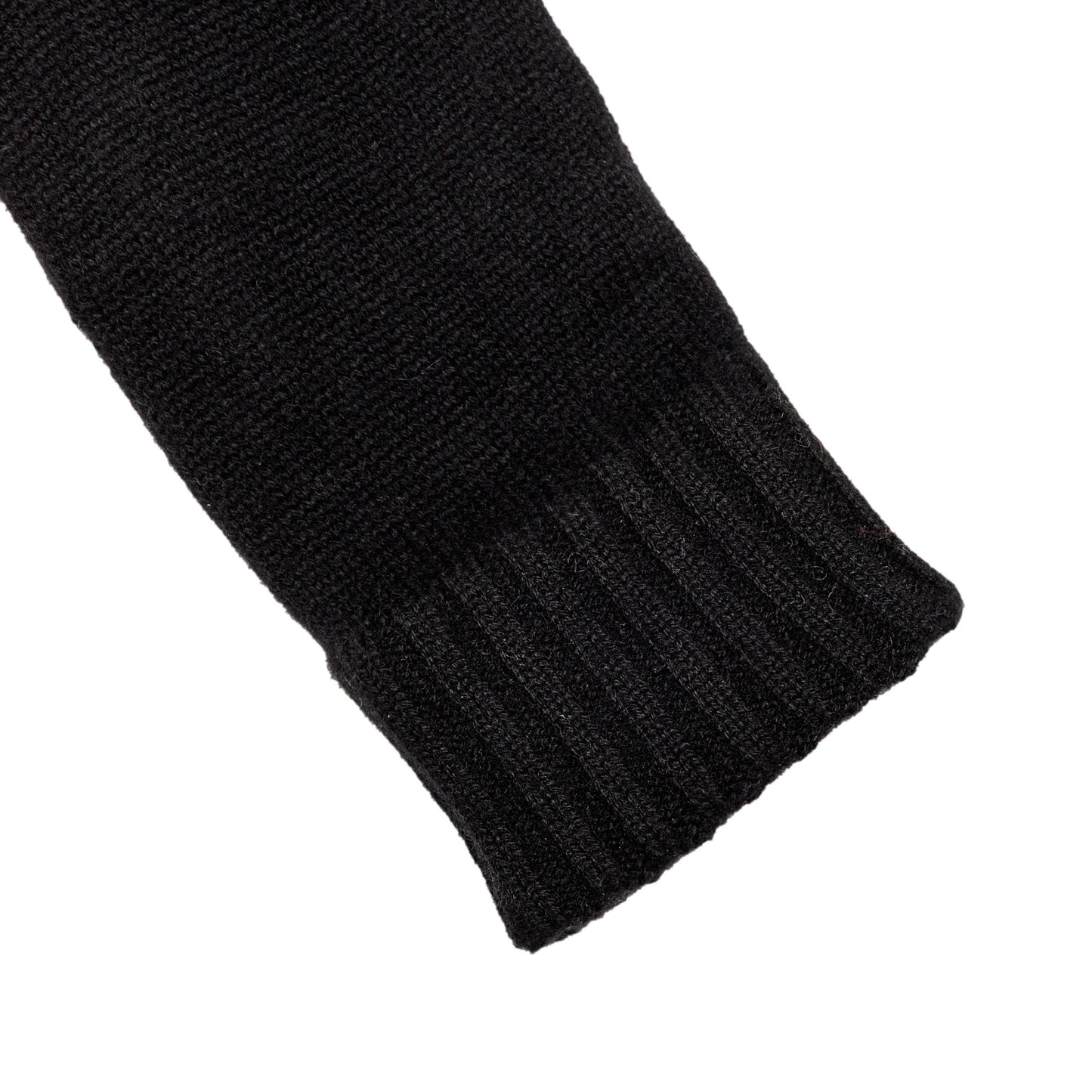 Men's natural black cashmere gloves with chrome-free leather palm patch detail