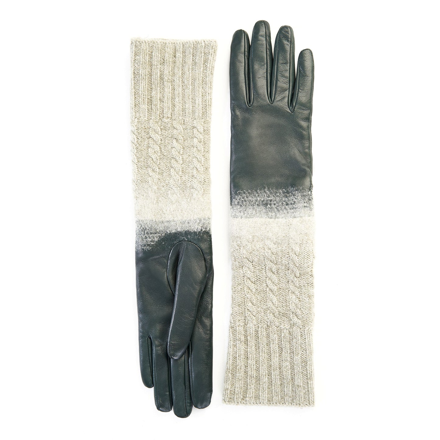 Women's gloves in green nappa leather with wool needle punch details