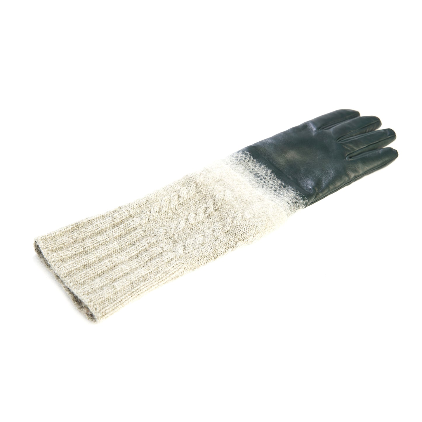 Women's gloves in green nappa leather with wool needle punch details