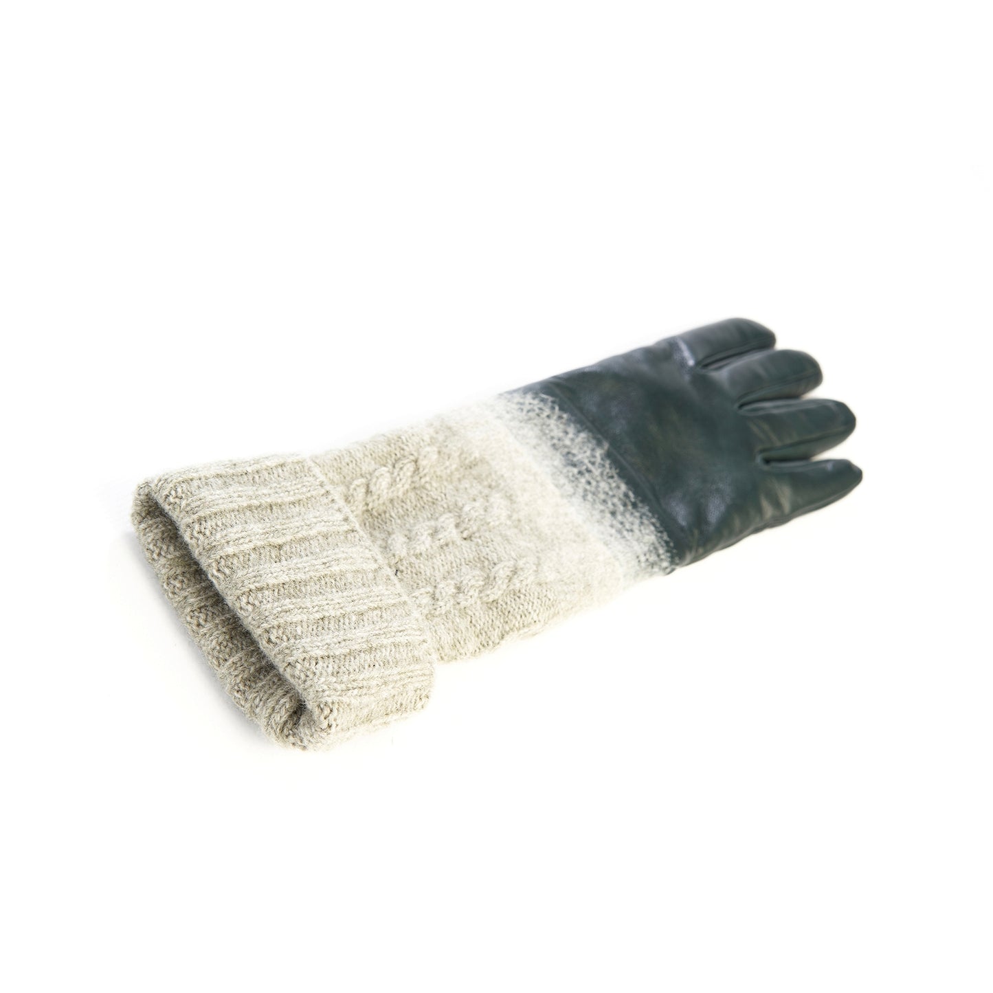 Women's gloves in green nappa leather with wool needle punch details