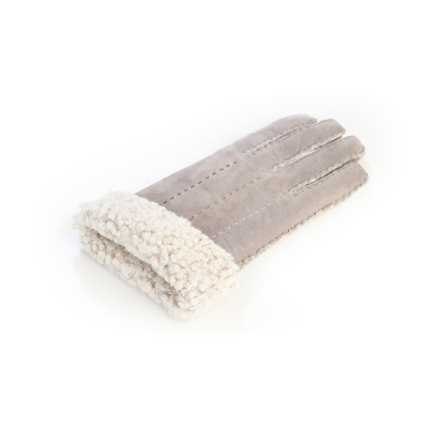 Women's lambskin gloves with hand stitched details on top color pearl grey