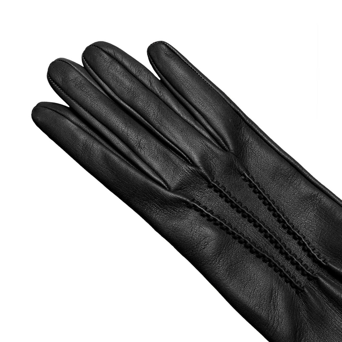 Women's black nappa elegant gloves long to elbow and silk lined