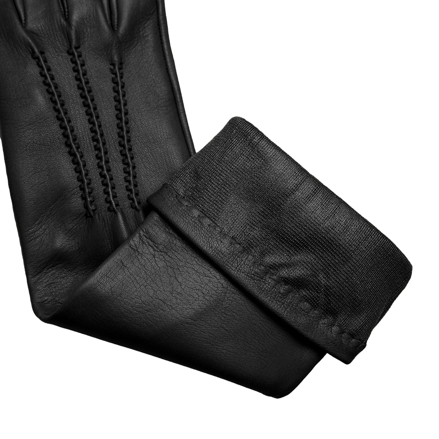 Women's black nappa elegant gloves long to elbow and silk lined