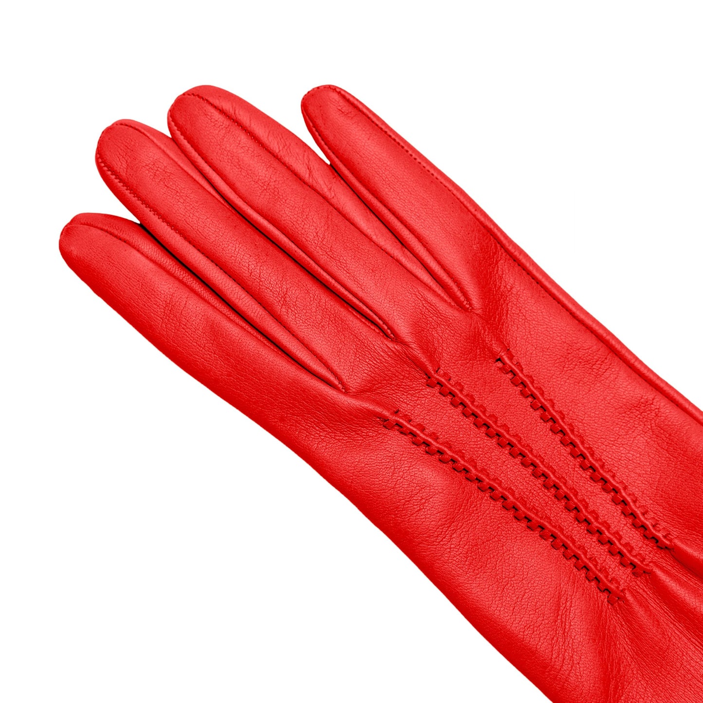 Women's red nappa elegant gloves long to elbow and silk lined