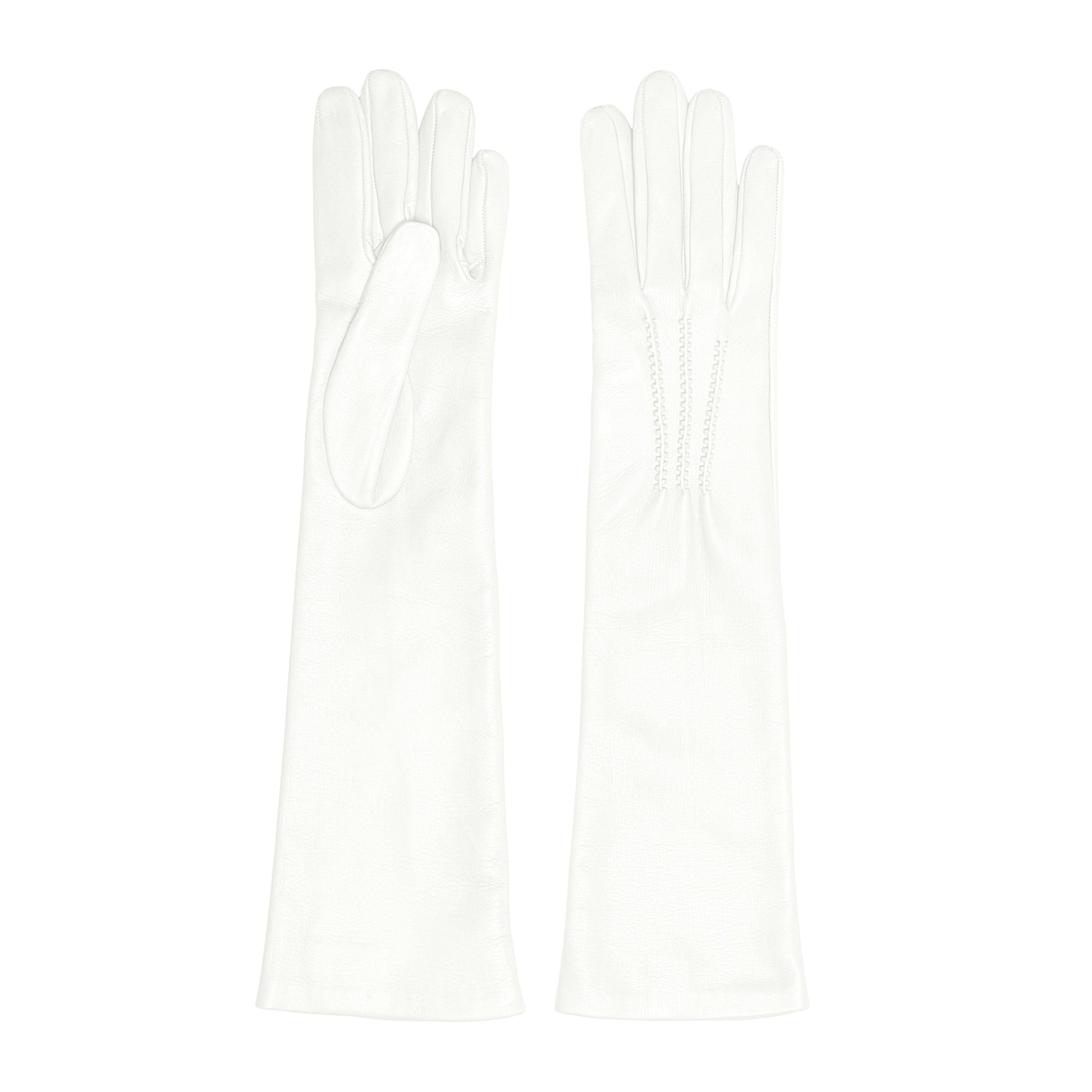 Women's pink nappa elegant gloves long to elbow and silk lined