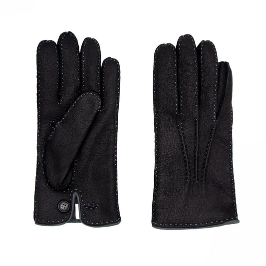 Men's cork peccary leather gloves cashmere lined