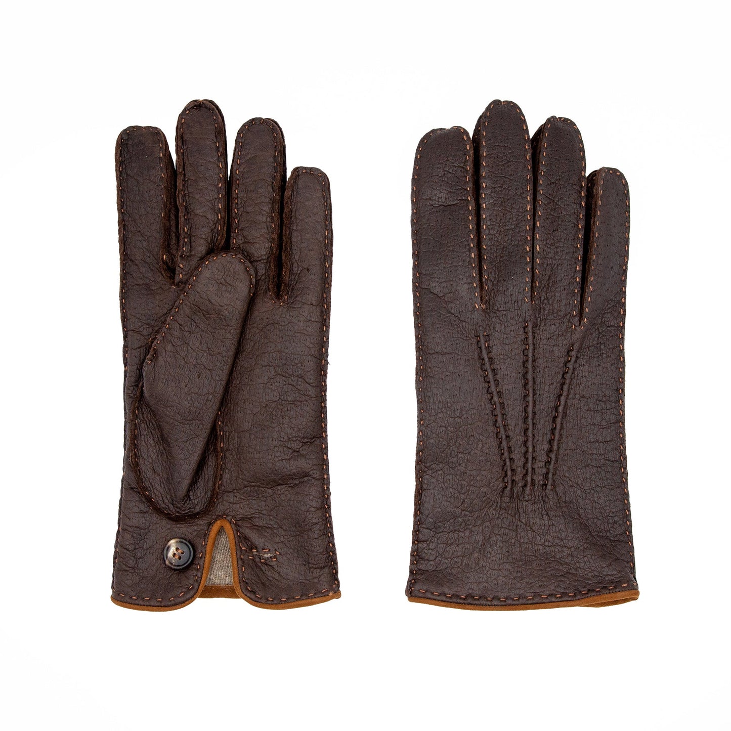 Men's cork peccary leather gloves cashmere lined