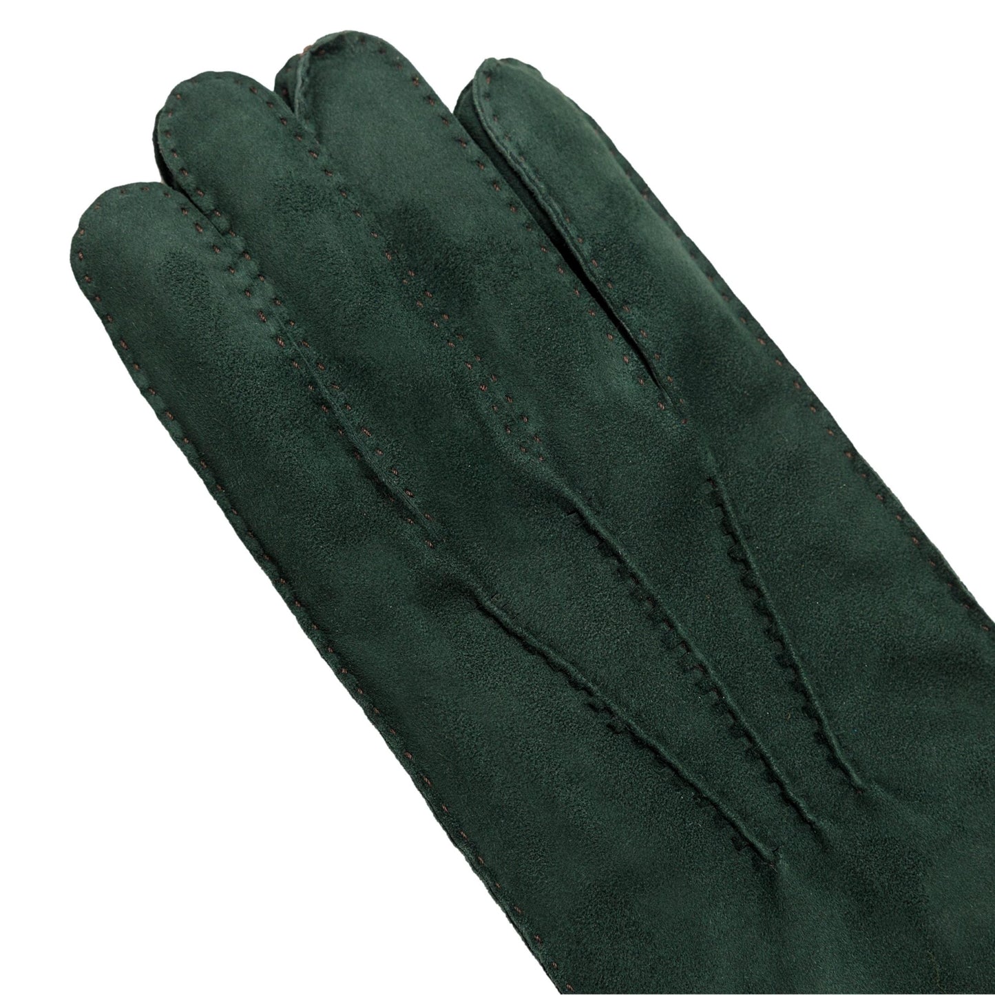 Men's green suede leather gloves cashmere lined