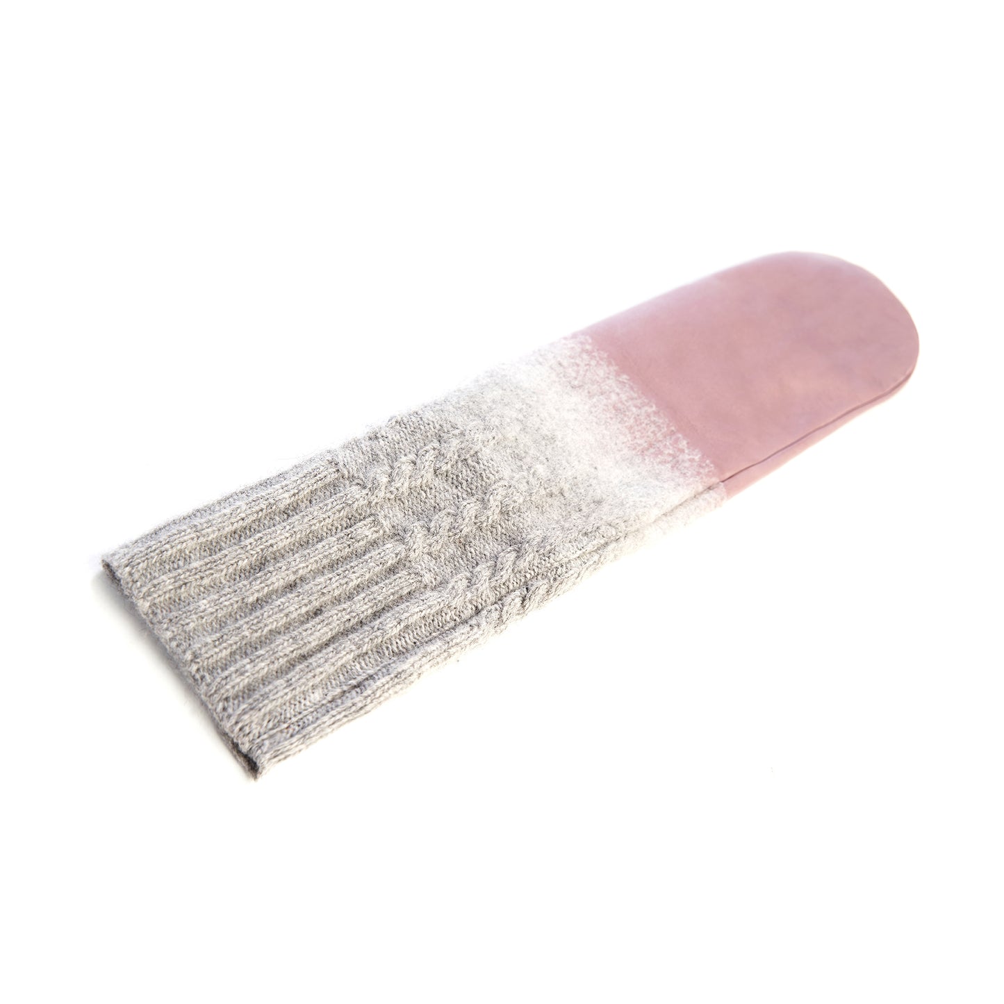 Women's mitten gloves in pink nappa leather with wool needle punch details