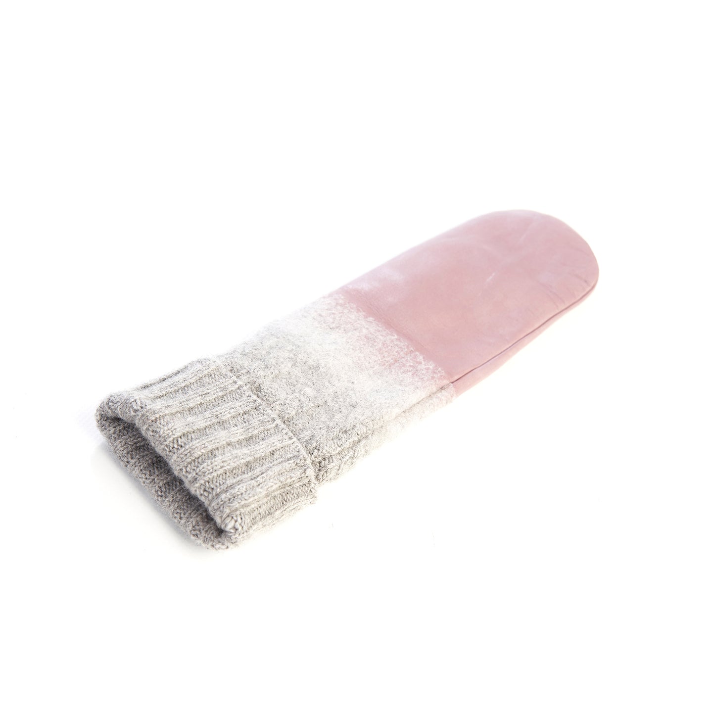 Women's mitten gloves in pink nappa leather with wool needle punch details