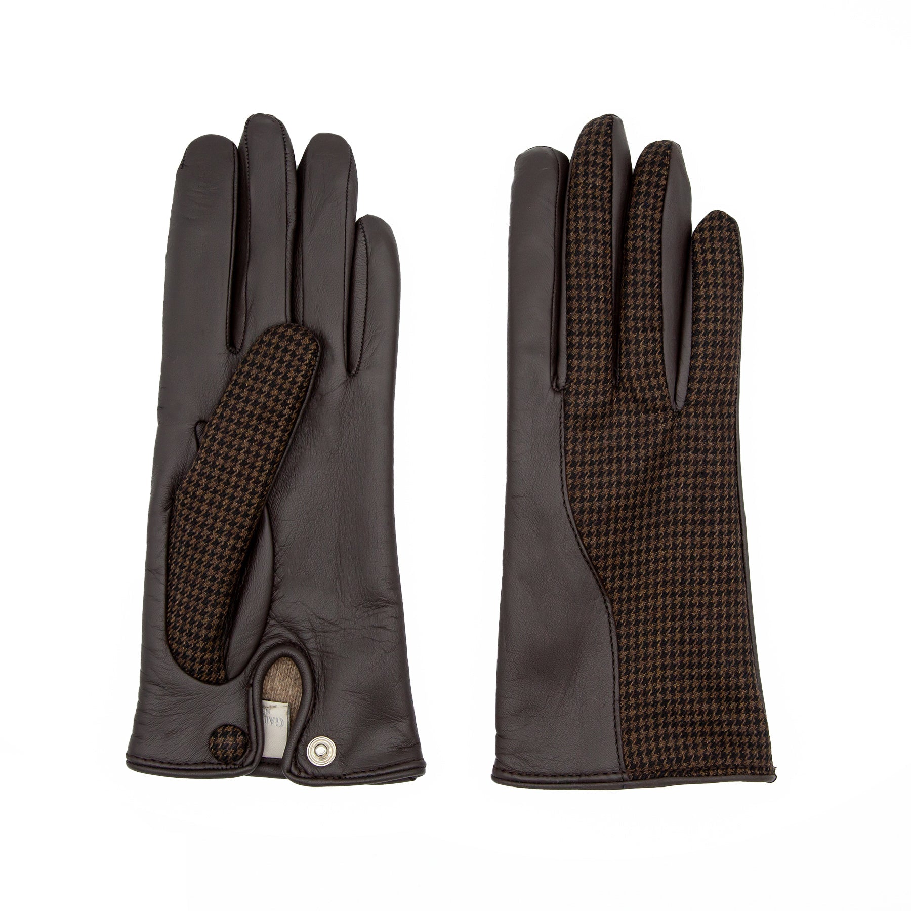 Nettuno: touchscreen leather gloves with a shower-proof suede top