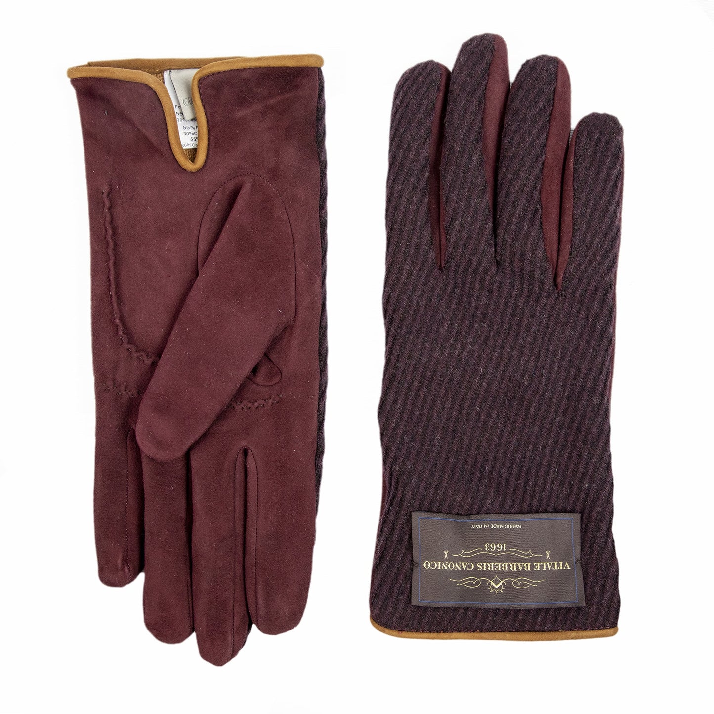 Men's suede leather gloves with Vitale Barberis Canonico wool top