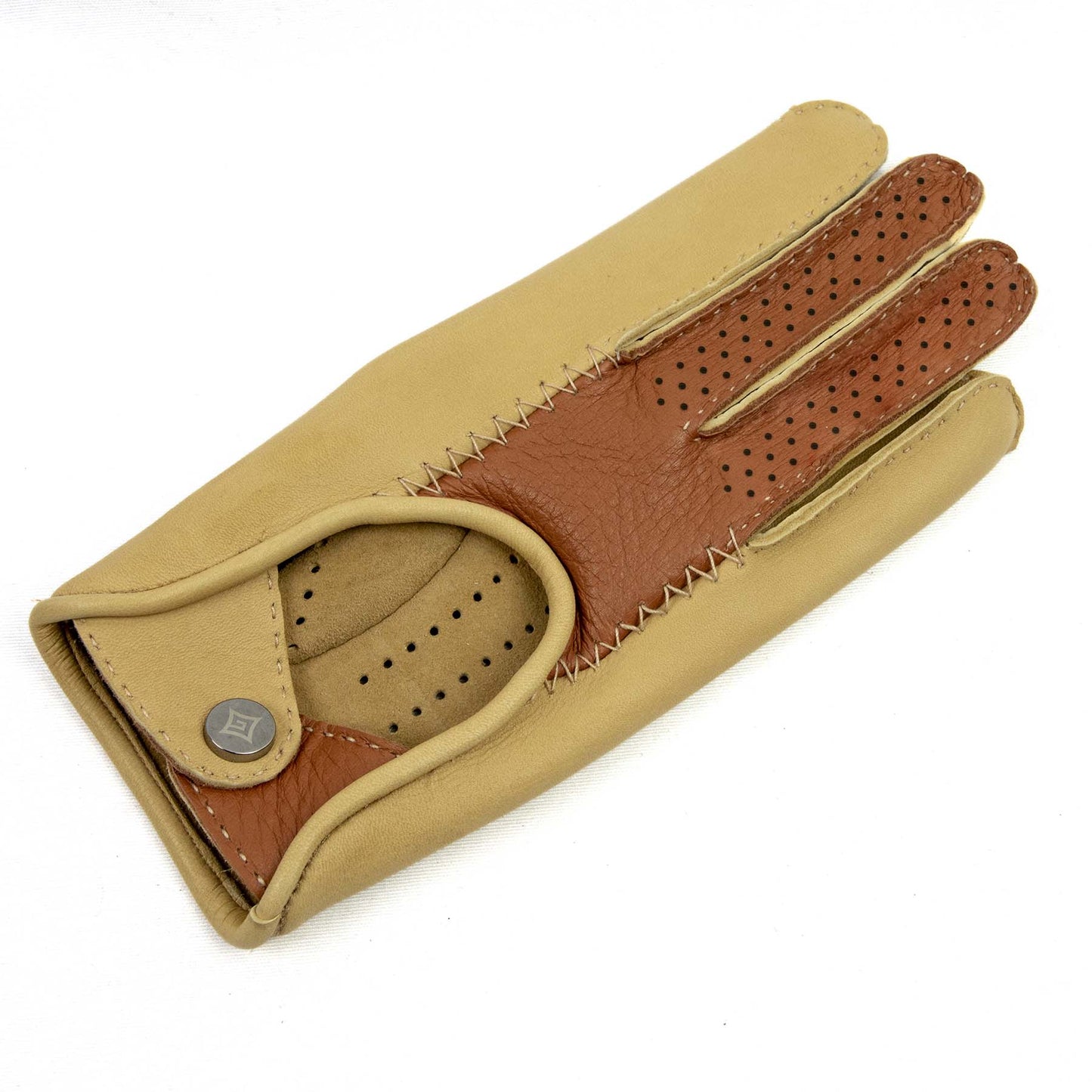 Men's driving deerskin bicolor gloves without side stitching unlined
