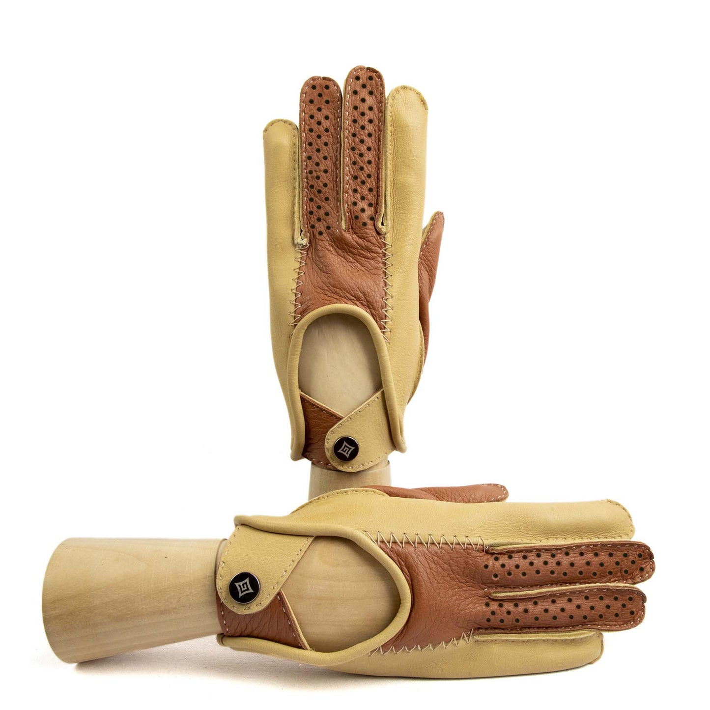 Men's driving deerskin bicolor gloves without side stitching unlined