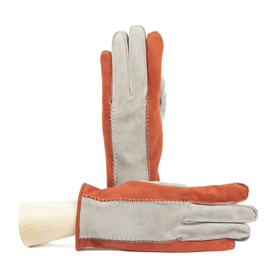 TRABUCCO - Men's bicolor suede leathter gloves, mix cashmere lined