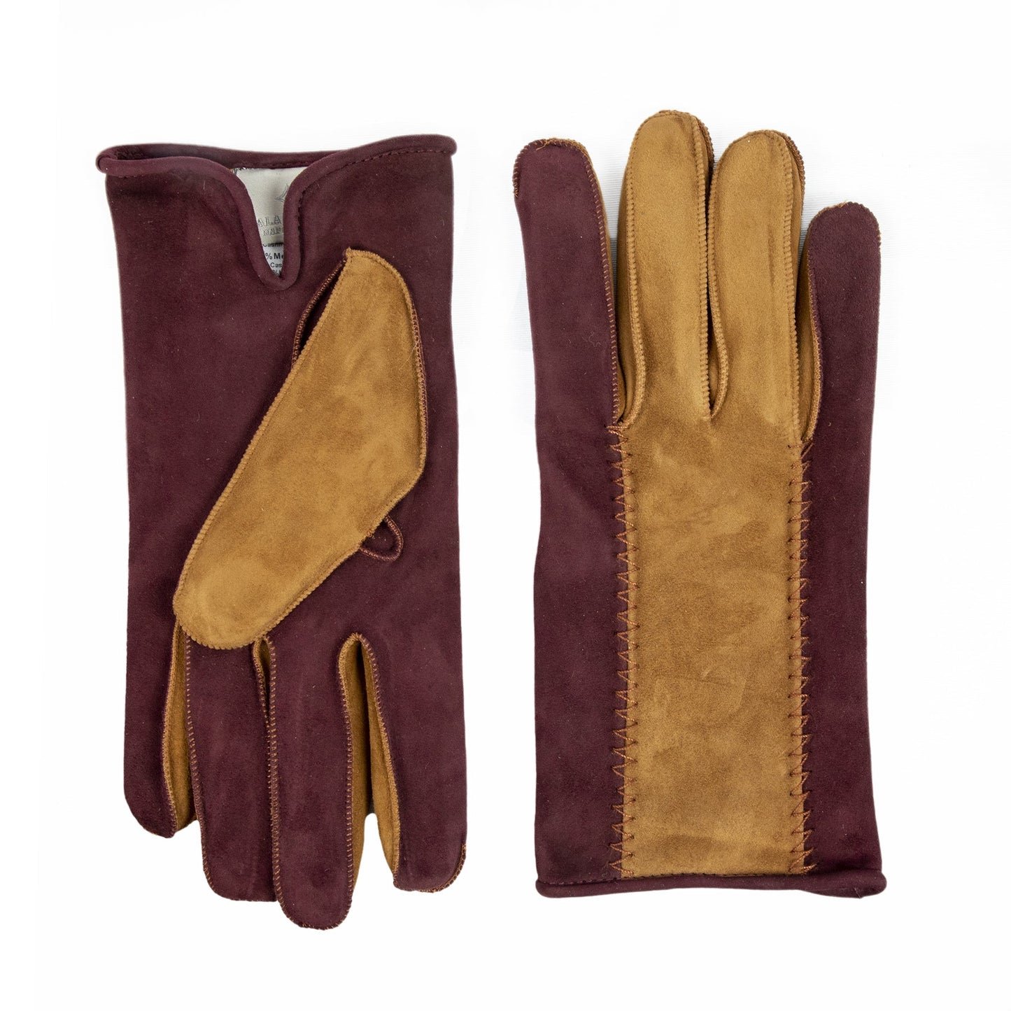 TRABUCCO -  Men's bicolor suede leathter gloves, mix cashmere lined