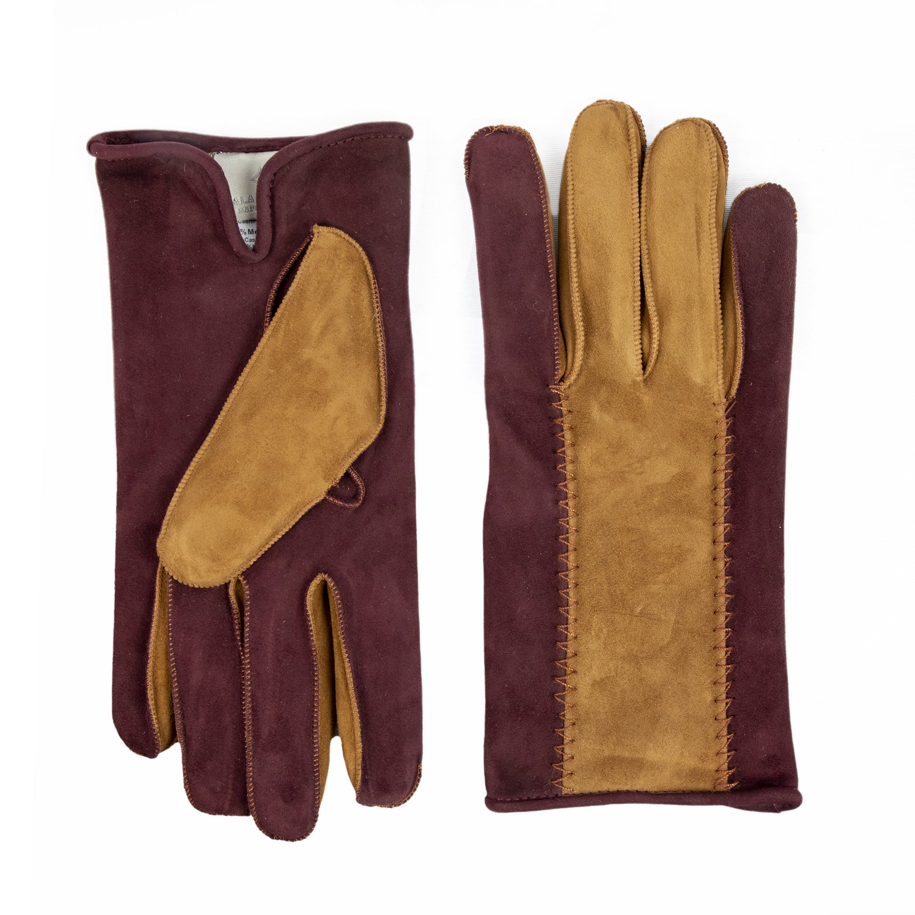 TRABUCCO -  Men's bicolor suede leathter gloves, mix cashmere lined