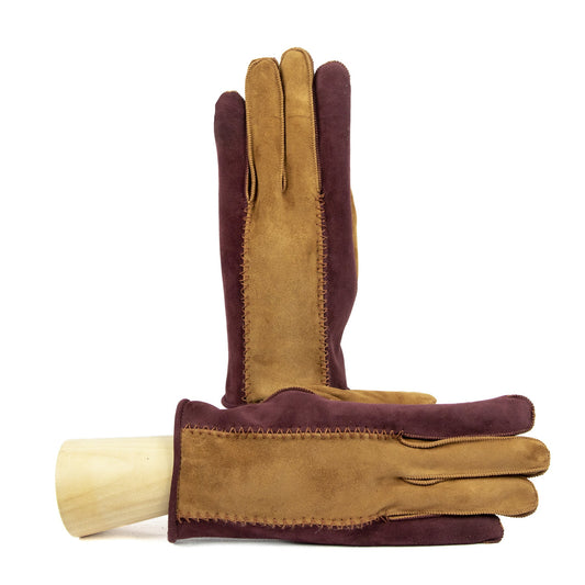 TRABUCCO -  Men's bicolor suede leathter gloves, mix cashmere lined