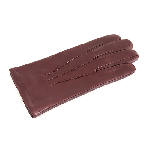 Men's burgundy nappa leather gloves and touchscreen palm