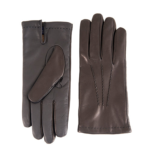Men's brown nappa leather gloves and touchscreen palm