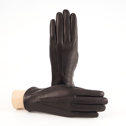 Men's black nappa leather gloves and touchscreen palm